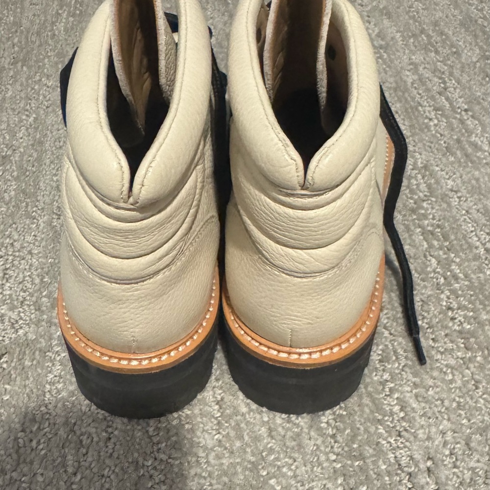 Marc Fisher Off-White Lace Up Boots